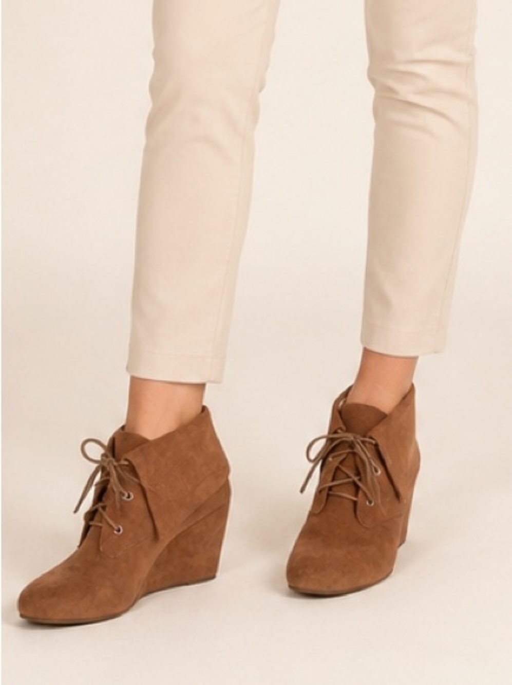 MICHAEL Michael Kors Jada wedge lace up suede boots. Size 9.5